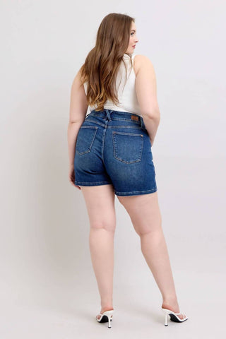Judy Blue - High Waist Double Button Waistband Denim Short