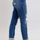 Judy Blue - Distressed Knit Boyfriend Cuffed Jean