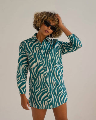 Care Tucker - Preslie Poplin Shirt Dress - Shaded Zebra
