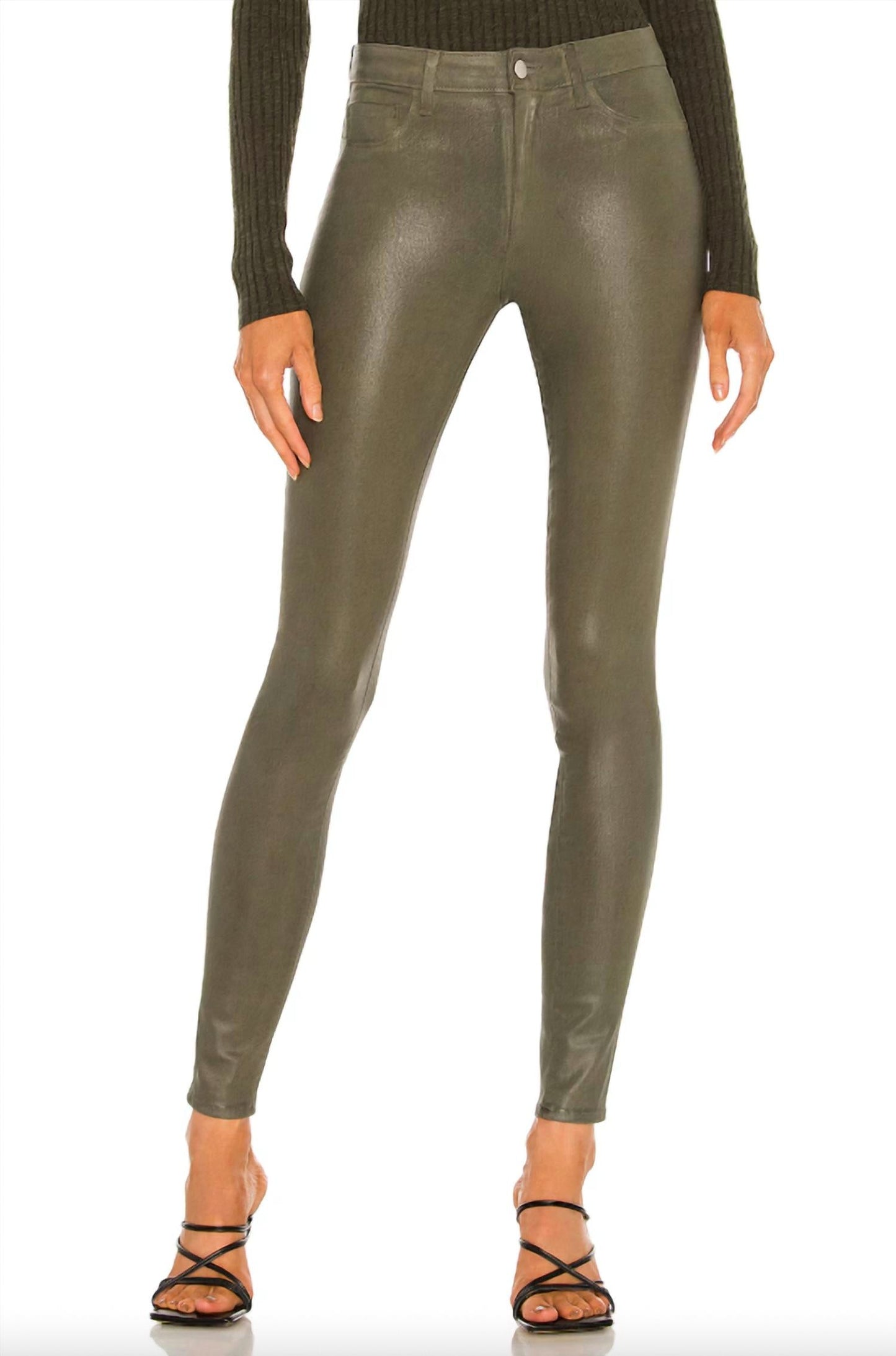 L'Agence - Margot Coated High Rise Skinny Jeans