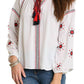 Umgee - Embroidered Tassel Tie Blouse