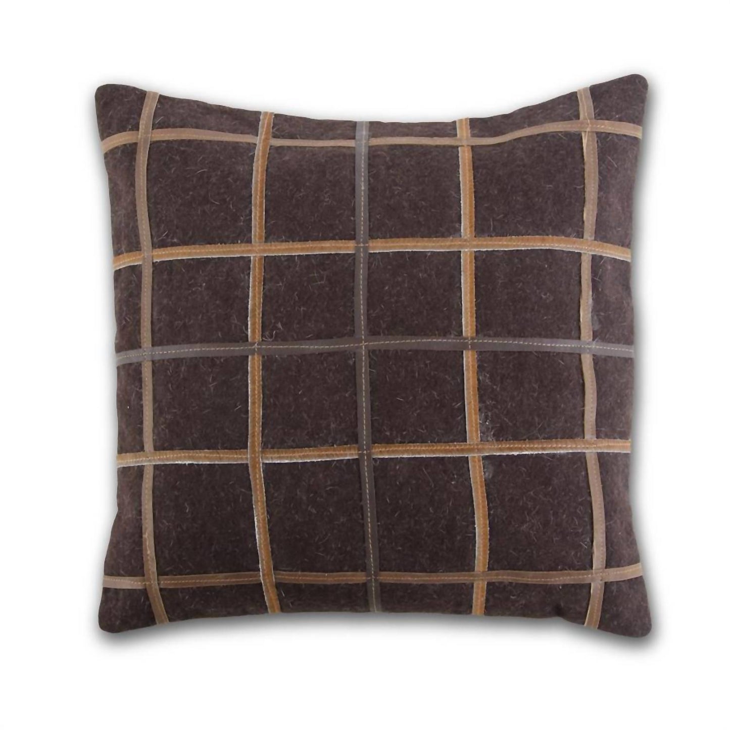 K&K Interiors - Hide & Leather Grid Pillow