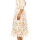 52Seven - Three Quarter Sleeve Floral Midi Dress