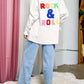 Davi & Dani - Multi Color Letters Fringed Hem Detail Shirt