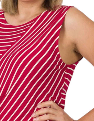 Zenana - Striped Knot Front Tank Top