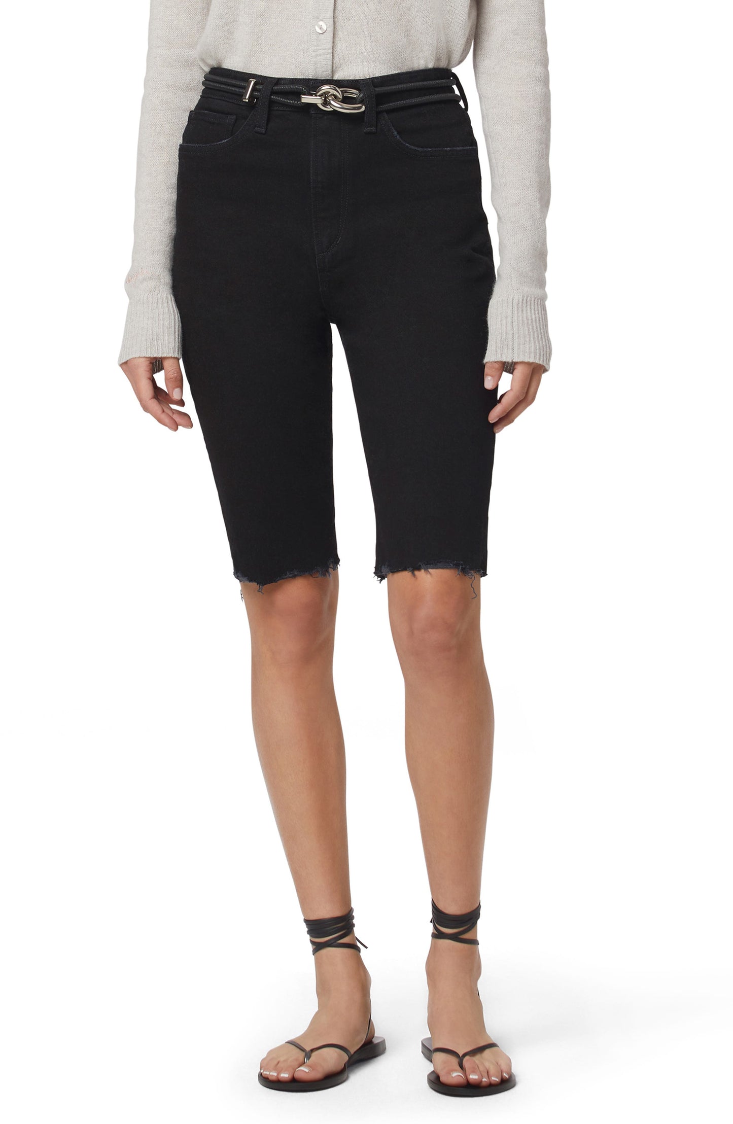 Favorite Daughter Eva Long Slim Denim Shorts in Portland