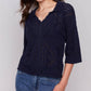 Charlie B - Lightweight Open Weave Pointelle Sweater