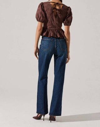 Astr - Arely Scalloped V-neck Peplum Top