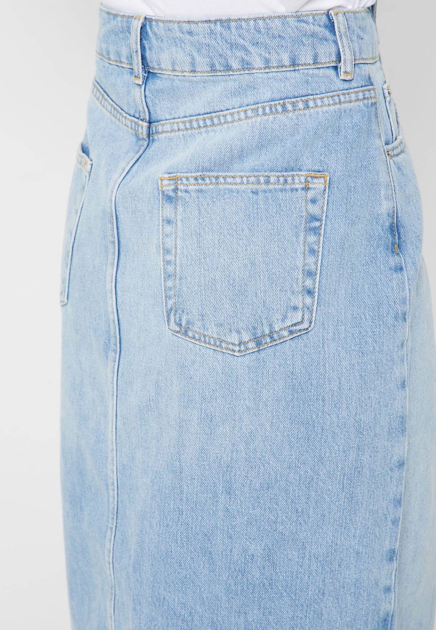 Topshop - Denim Front Split Pencil Denim Skirt