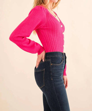 And The Why - Cable Knit Button Down Sweater Bodysuit