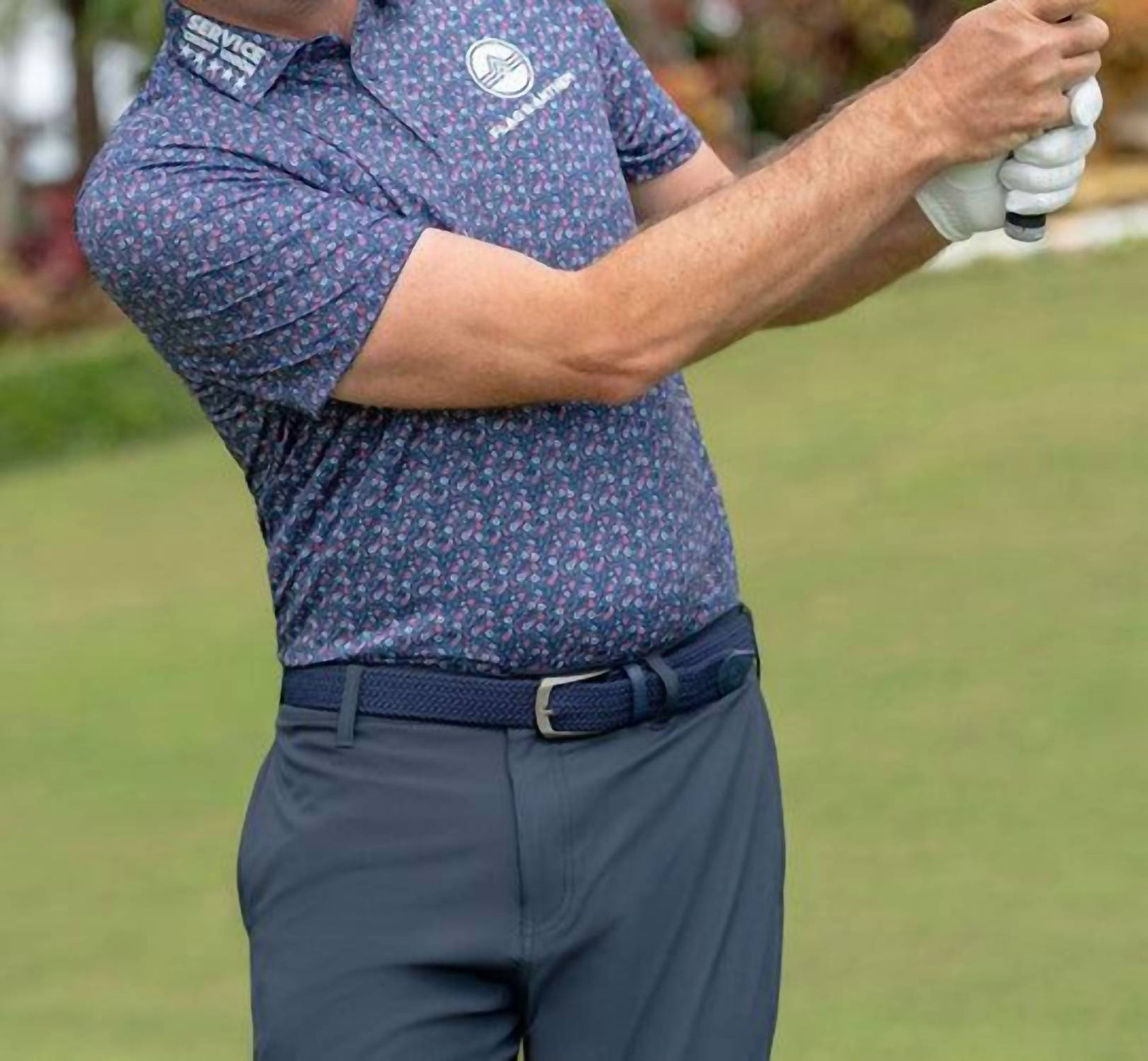Flags & Anthem - Higgins Americana Floral Print Performance Polo Shirt
