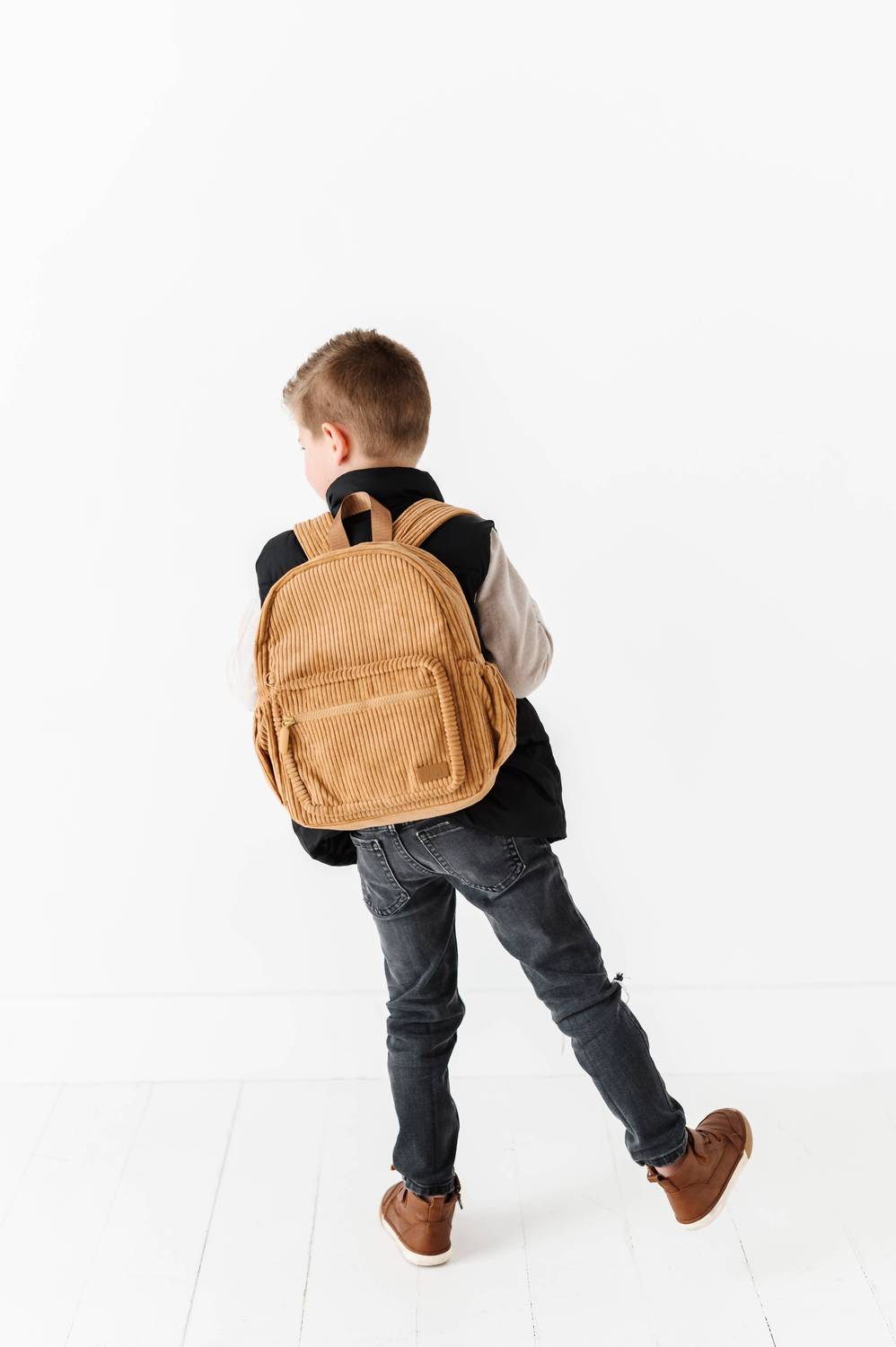 Big Little Wish - Boy's Camel Corduroy Mini Backpack