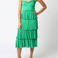 Olivaceous - Lyla Strapless Ruffle Midi Dress