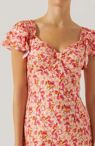 Astr - Maisy Floral Flutter Sleeve Midi Dress