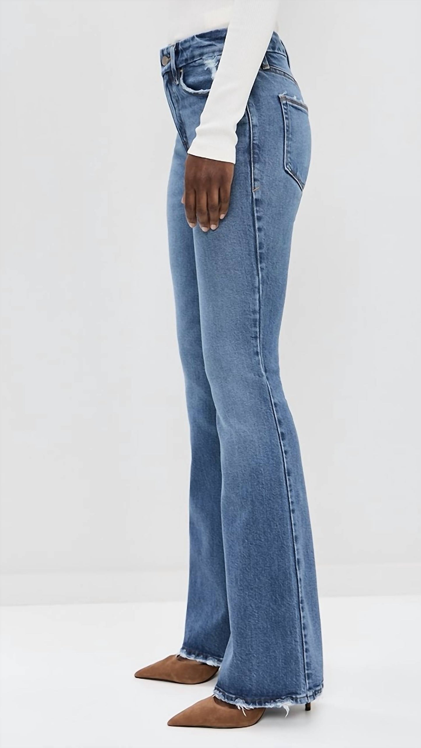 Good American - Good Legs Flare Deep V Yoke Jeans