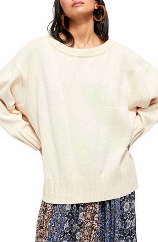 Free People - Street Fair Ivory Sweater Tunic Oversized Pullover