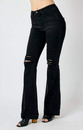 Judy Blue - High Waisted Tummy Control Distressed Flare