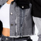 American Bazi - Trendy Cropped Denim Jacket With Puff Sleeves