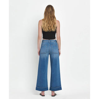 Vervet By Flying Monkey - Enviably High Rise Double Cuffed Baggy Wide Jeans