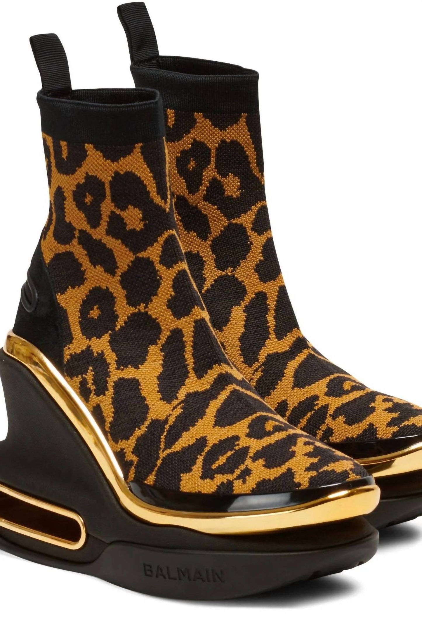 Balmain - Women's Leopard B-bold Wedge High-top Sneakers