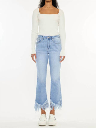 Kancan - Women's High Rise Crop Bootcut Denim Pants