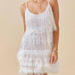 Day + Moon - Sequins Fringe With Feather Trims Mini Dress