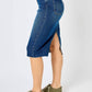 Judy Blue - Mid Length Denim Skirt With Slit In Back