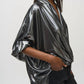 Joseph Ribkoff - Metallic Foiled Chiffon Blouson Top