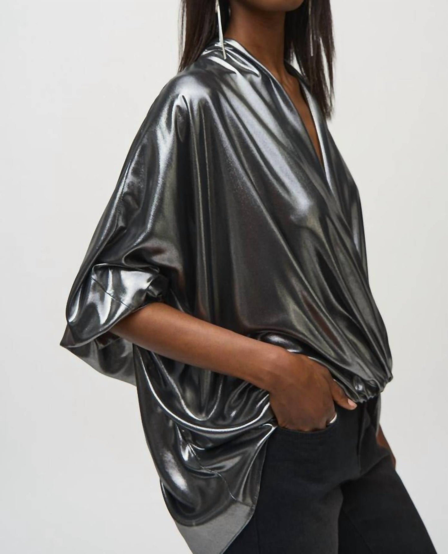 Joseph Ribkoff - Metallic Foiled Chiffon Blouson Top
