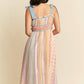 Davi & Dani - Contrast Ruffle Trim Striped Midi Dress