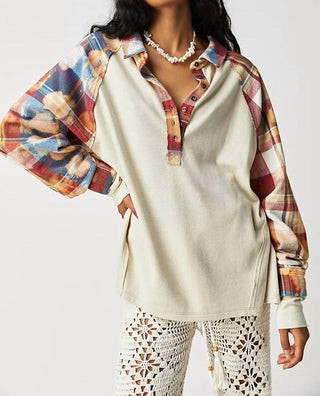 Free People - Plaid Sleeve Isabel Thermal Top