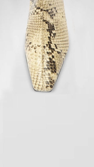 Schutz - Women's Dellia Snake-embossed Kitten Heel Boots