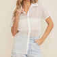 Cloud Ten - Ariana See Through Open Knit Button Down Blouse