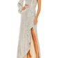 Ieena For Mac Duggal - Sequined One Shoulder Cut Out Gown
