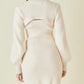 Fore Collection - Ribbed Sweater Knit Set Balloon Sleeve Shrug Dress