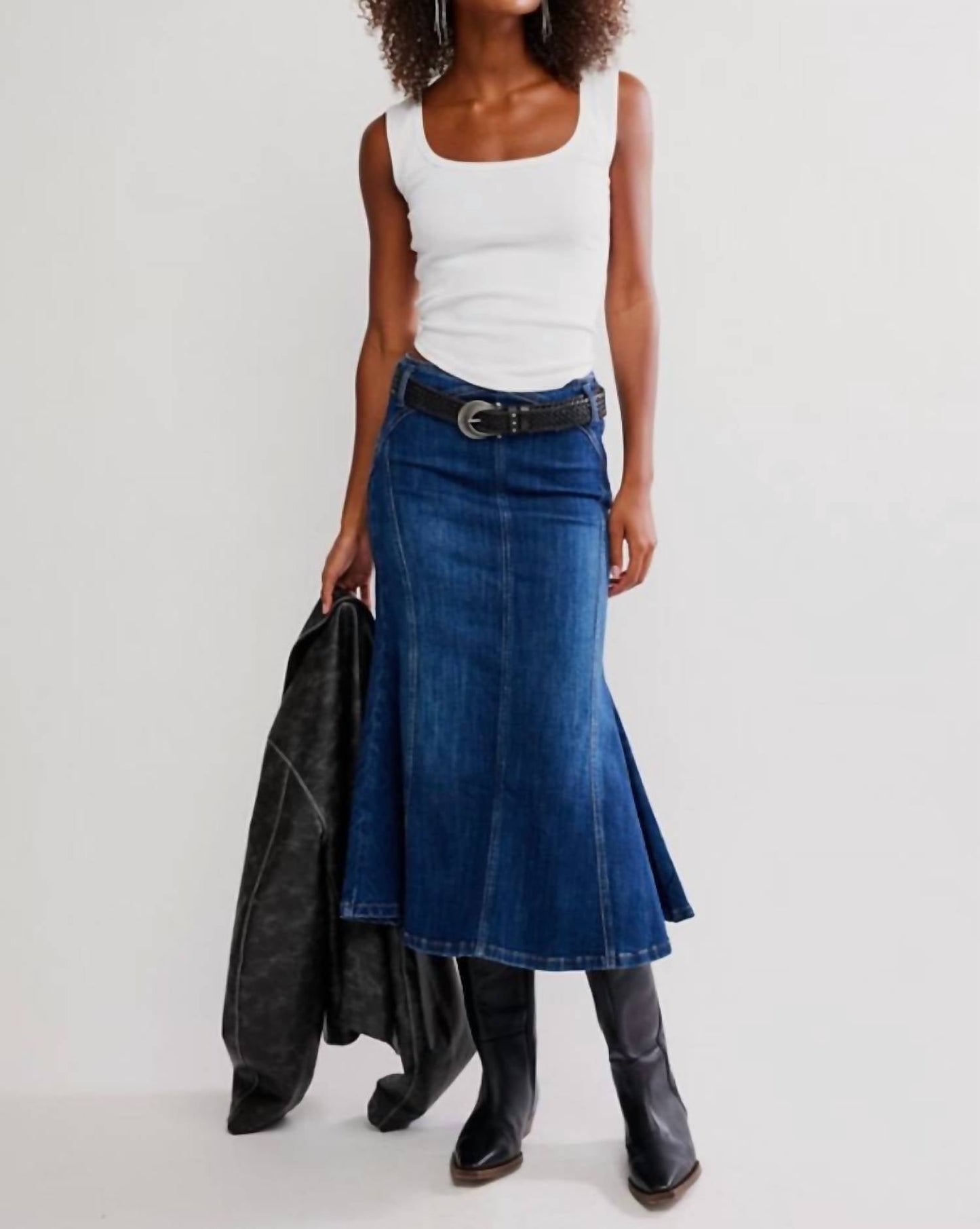 Free People - Zia Midi Denim Skirt