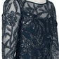 Adrianna Papell - Boat Neck Long Sleeve Mesh Dress