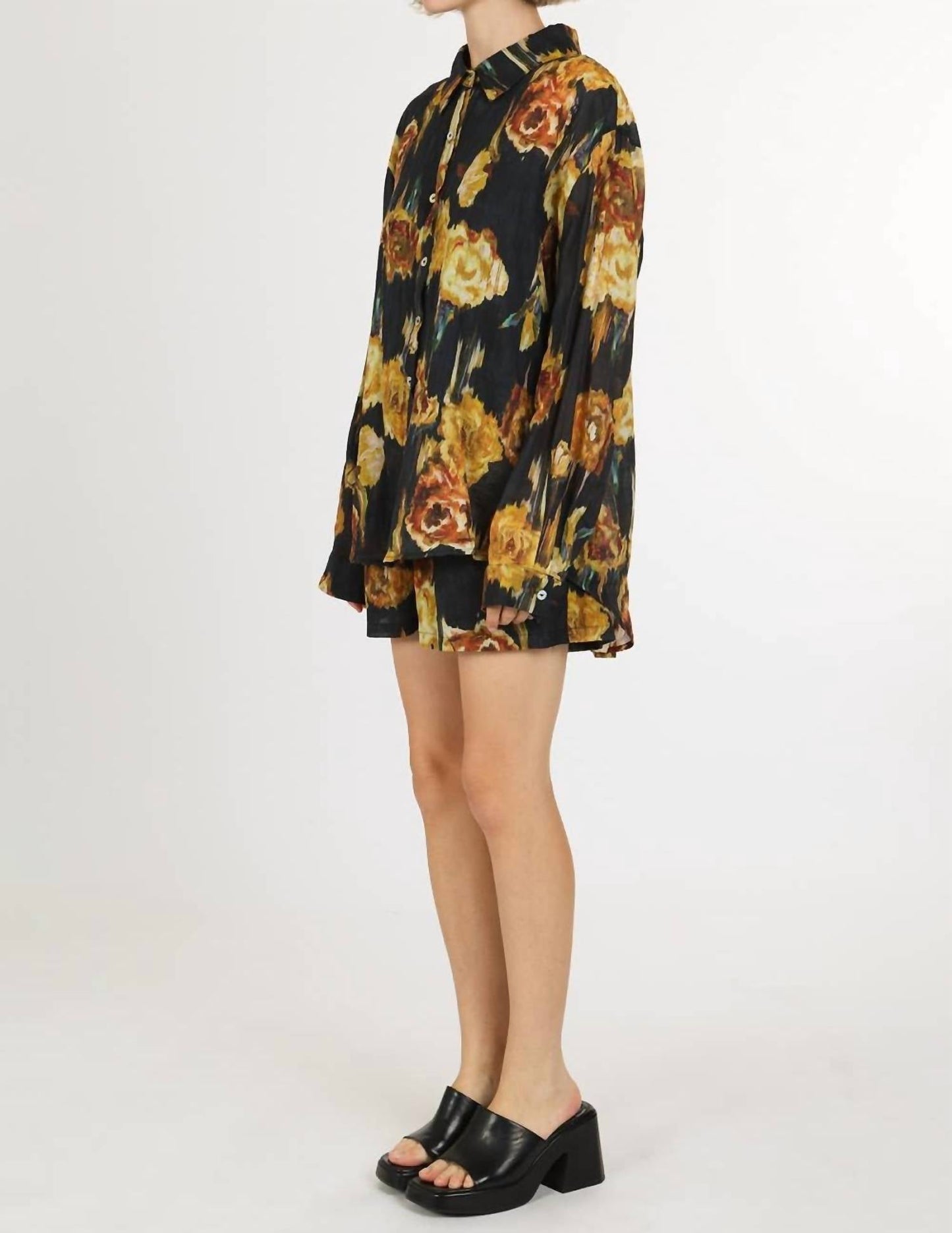 Beulahstyle - Suri Abstract Floral Shirt And Shorts Set