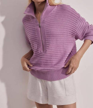 Varley - Tara Pointelle Half Zip Smoky Grape