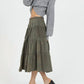 Angie - Button Front Tiered Corduroy Skirt