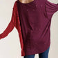 Umgee - Contrast Color Raw Edge Long Sleeve Top