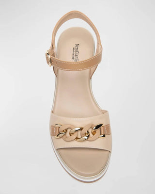 Nerogiardini - Women's Leather Chain Wedge Platform Sandals