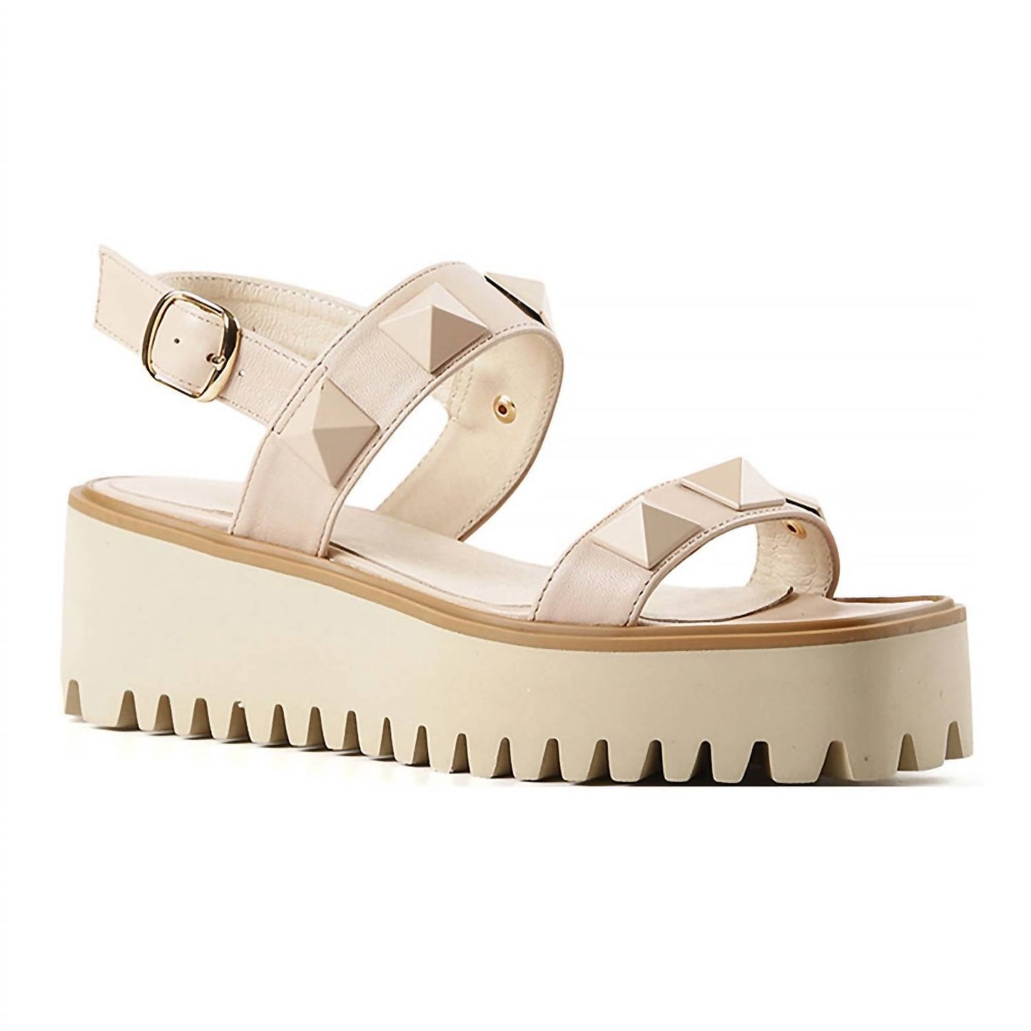 All Black - Women's Pyramid Stud Flatform Sandal