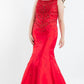 Rachel Allan - Boatneck Beaded Mikado Mermaid Gown