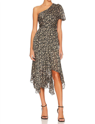 Astr - Floral One Shoulder Midi Dress
