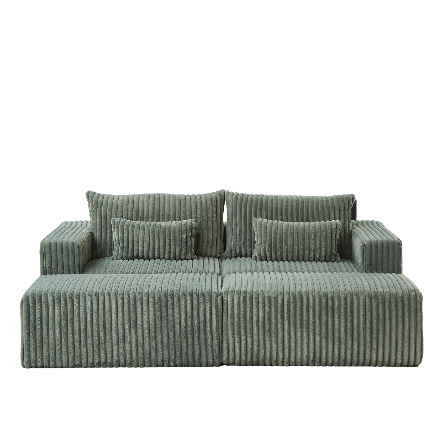 87' Oversized Sectional Lounge Chaise with Plush Corduroy Fabric