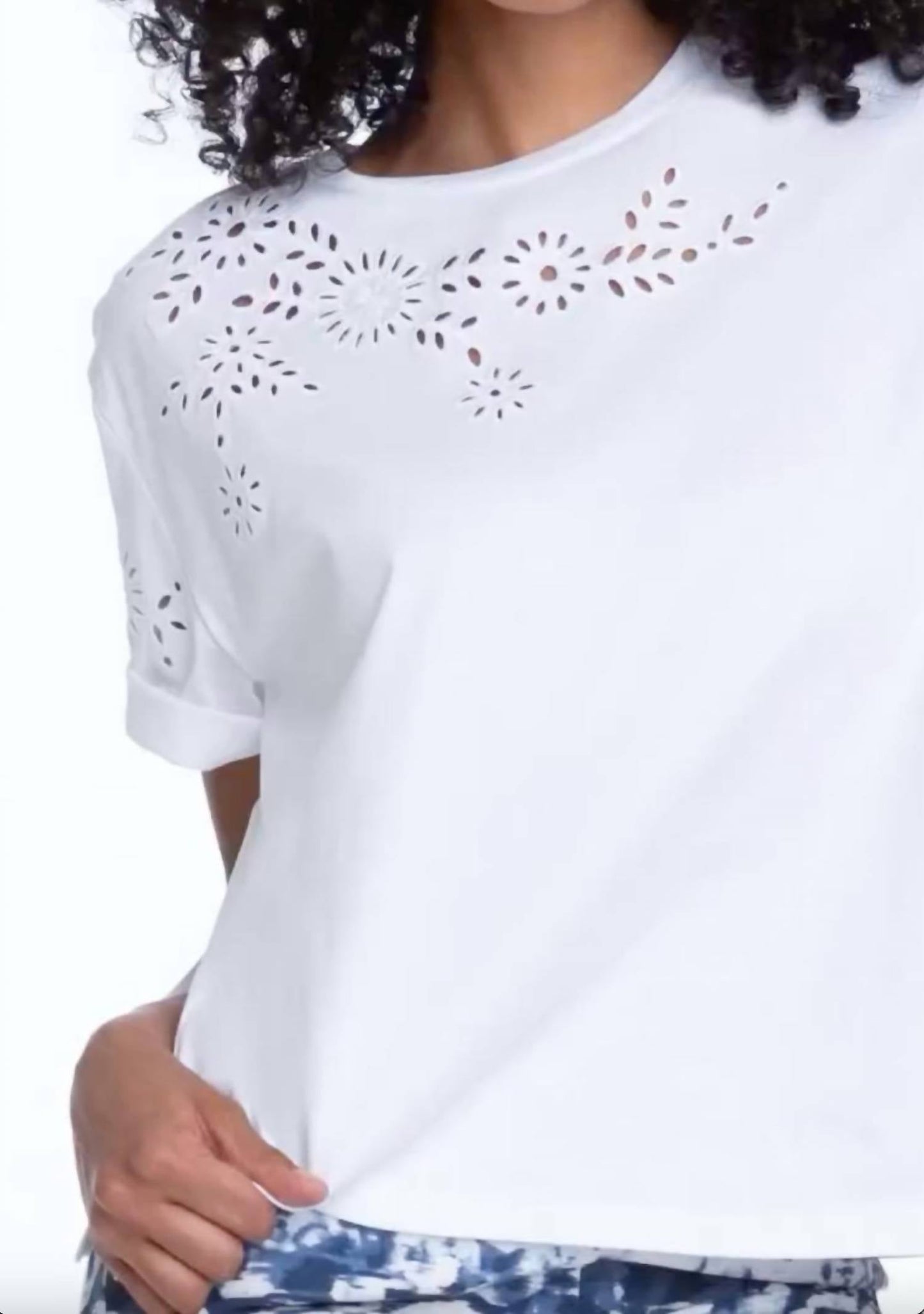 Elliott Lauren - Eyelet Short Sleeves Tee