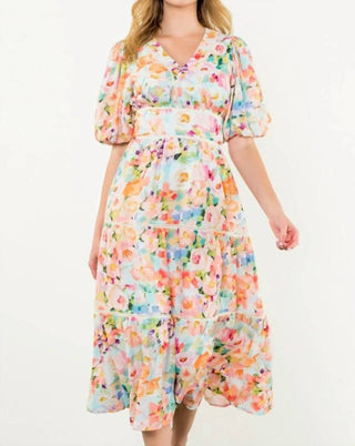 Thml - Floral Puff Sleeve Tiered Dress
