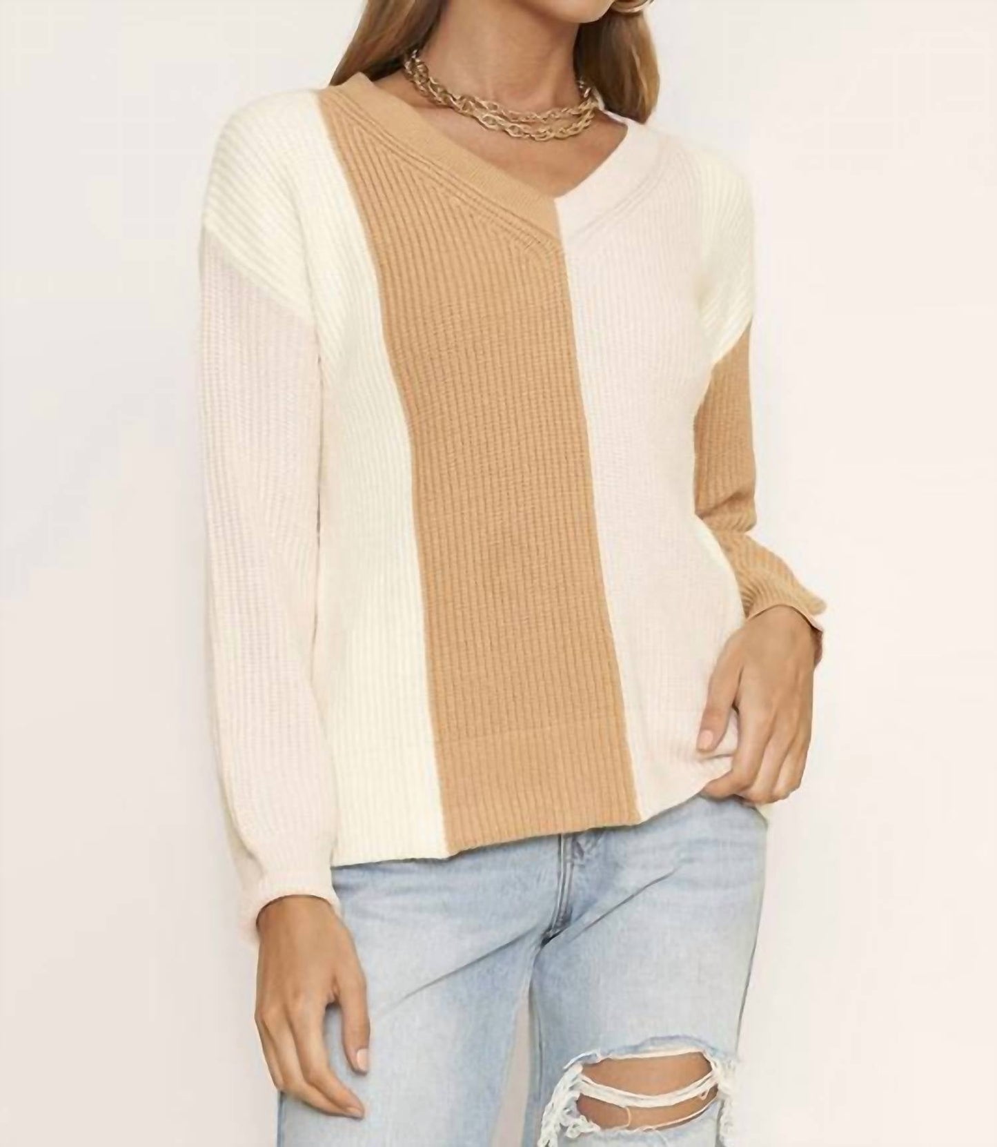 Dee Elly - COLORBLOCK KNIT SWEATER