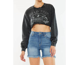 Kancan - Cheyenne High Rise Fray Hem Shorts Jeans